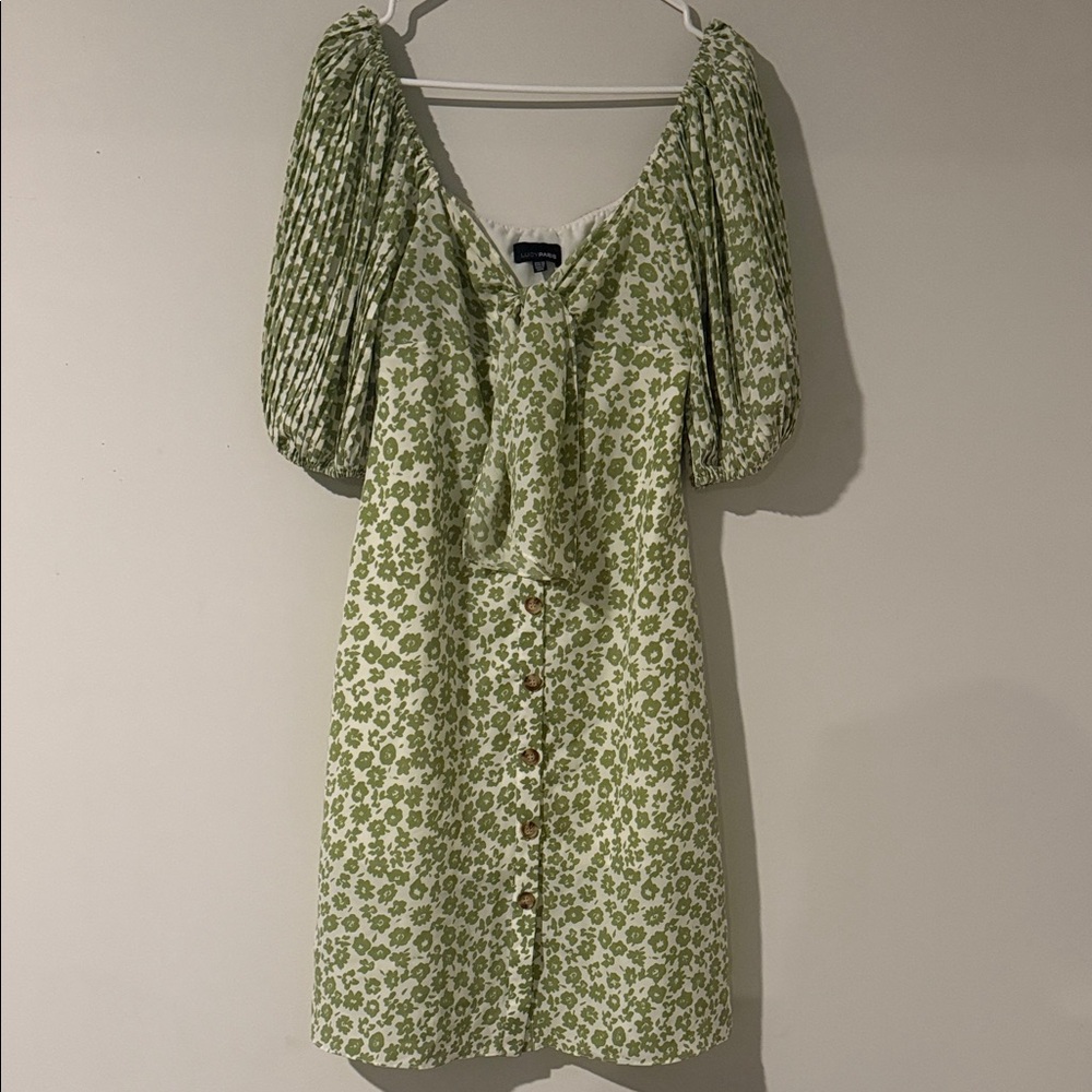 Lucy Paris Olive Floral Tie-Neck Blouse